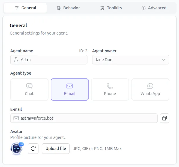 Agent general settings